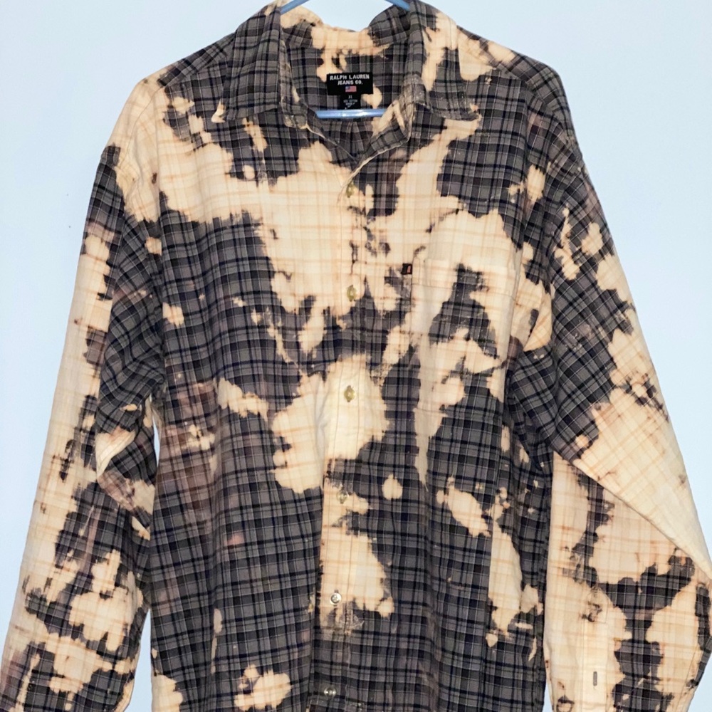 Bleach Dyed Vintage Ralph Lauren Button Down Sz XL